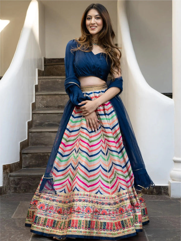 MULTICOLORED PRINTED LEHENGA SET